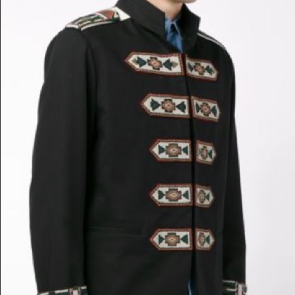 Valentino Men's Black Embellished Military Jacket